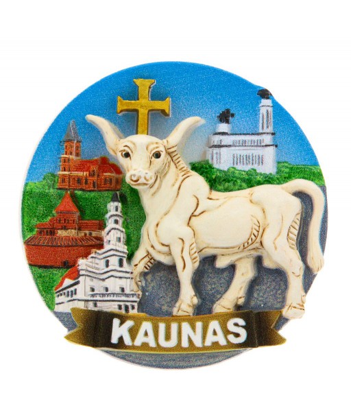 Apvalus suvenyrinis magnetas Kaunas Tauras